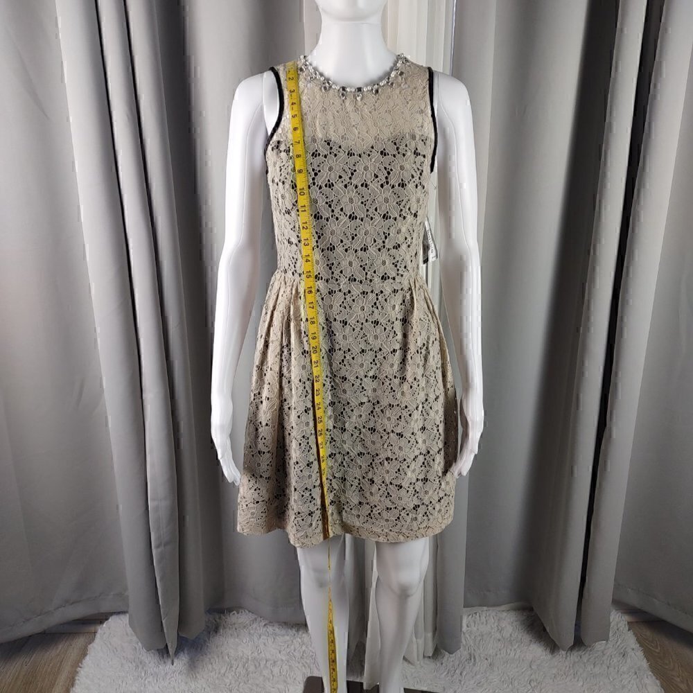 Kensie Beige And Black Embellished Crew-Neck Flared Dress Size XS (NWT) - Picture 7 of 13